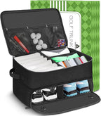 CAMPLAND 2 Layer Trunk Organizer, Waterproof Car Locker for 2 Pair Shoes, Durable Trunk Storage for Balls, Tees, Clothes, Gloves, Accessories, Golf Gifts