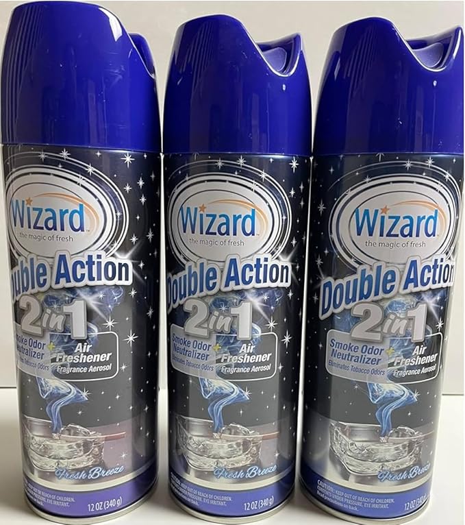 Wizard Double Action Smoke Odor Neutralizer & Air Freshener, Eliminates Smoke Smell & Odors, Freshens Air, Long-Lasting Scent; 6-Pack of 12oz Sprays fresh breeze (pack of 6)