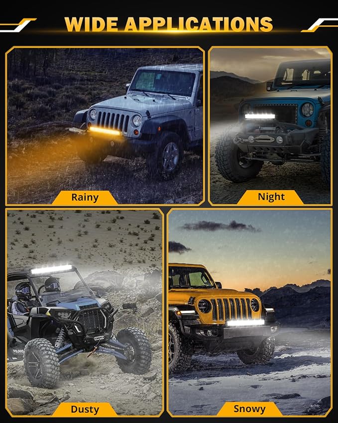 Auxbeam 22 Inch LED Light Bar, 120W 6 Modes Amber White Strobe Fog Lights, Spot Flood Combo Memory Function Offroad Driving Work Ditch Light for Truck Car ATV