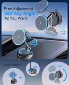 ILOUYU iPhone Car Mount Charger [15W Fast Wireless Charging, 120+ LB Strongest Suction & 2800gf Strongest Magnetic] 360° Adjustable Car Phone Holders for Your car, for iPhone 17 16 15 14 13 12 Series