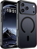 SUPFINE Magnetic for iPhone 17 Pro Case (Compatible with MagSafe)(Military Grade Drop Protection) Translucent Matte Shockproof with Anti-Fingerprint Phone Cover,Black