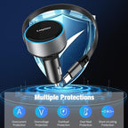 Retractable Car Charger USB C, 90W Phone Cigarette Lighter Adapter USB-C Fast Charging Plug Car Accessories for iPhone 17 16 15 Pro Max, iPad, Android, Built-in Type-C Cable, Gifts for Women Men