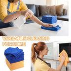 Nuenen 60 Pcs Microfiber Cleaning Cloths for Cars 16 x 16 Inch Ultra Absorbent Car Towels Drying Reusable Cleaning Supplies House Kitchen Window Microfiber Towel (Yellow,Blue)