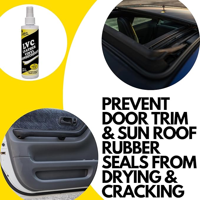 CALIFORNIA CUSTOM – Leather Vinyl Conditioner LVC, Protect Your Leather, Rubber, Plastic and Vinyl from Wearing, Drying & Cracking. No Greasy Film. Will Not Attract Dust! - 8 fl. oz.