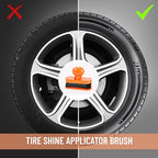 Large Tire Shine Applicator, Car Tire Shine with Curved Brush Head - Large Automotive Tire Dressing Applicator Brush with Storage Stand for Tire Shine Tire Detailing, 3.6 Inch Length (Orange)
