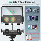 Wireless Car Charger Mount, 15W Dual Coil One-Touch Rotatable Car Phone Holder Wireless Charger for Samsung Galaxy Z Fold 7/6/5/4/3/2, Z Flip, S25/S24/S23/S22, iPhone, Car Charger Included