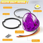 BJZ 6Pcs Purple Watermelon LED Strobe+Constant Marker Lights Dual Function Watermelon-Shaped Side Marker Clearance Tail Top Cap Roof Lights for Trailer Truck Semi-Trailer Heavy-Duty Truck Bus Van