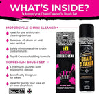 Muc-Off Motorcycle Chain Cleaner + 5x Bike Brush Kit | Motorcycle Chain Degreaser Cleaner with Chain Cleaning Brush Set | Instant Grease Cutting Formula | Easy to Use