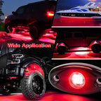 Red Rock Light 12pods 6000k Pure Red Led Rocks Lights Kit Ip68 Waterproof 47inch Extension Wires for ATV Rv Utv SUV Offroad Pickup Trucks Golf Boat Cars Trailers Fender Underglow Lighting (Red)