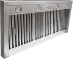 CHETTO C 42 inch Built-in/Insert Range Hood 1150 CFM Stainless Steel Kitchen Hood Vent with 4-Speeds 8" Top Vent for Home Restaurants apartments (42 inch, stainless steels)