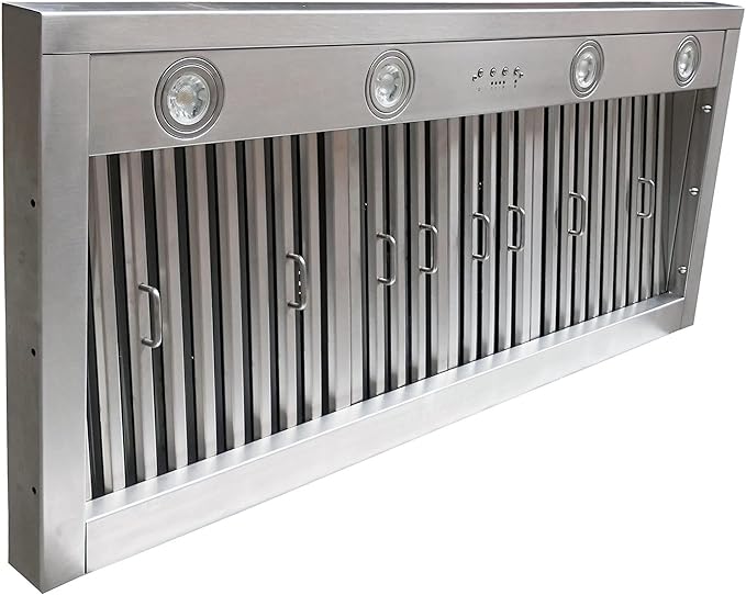 CHETTO C 42 inch Built-in/Insert Range Hood 1150 CFM Stainless Steel Kitchen Hood Vent with 4-Speeds 8" Top Vent for Home Restaurants apartments (42 inch, stainless steels)