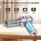 Cordless Car Vacuum 22000PA, Handheld with Brushless Motor, 4-in-1 Portable Vacuum & Blower/Inflator, HEPA Filter, Pet Brush, Type-C for Car Home Office (Purple)