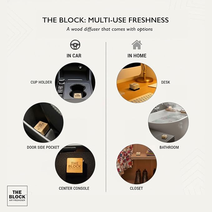 The Block - Wooden Car Air Freshener & Odor Eliminator - Long Lasting 30+ Day Scent - Car & Home Use - Fresh Gift Idea - Made in USA - HAWAIIAN LEI/SWEET PLUMERIA