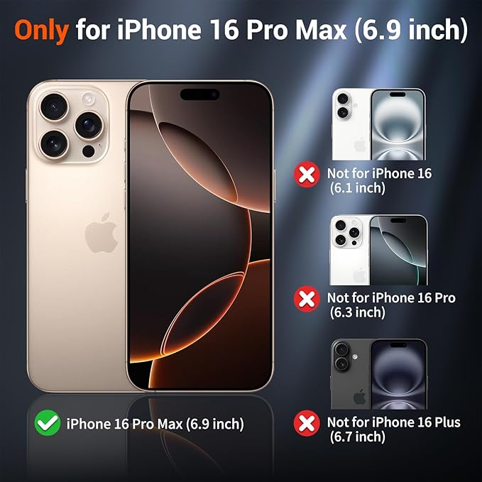 SUPFINE Magnetic for iPhone 16 Pro Max Case with Screen Protector (Compatible with MagSafe) (Military Grade Drop Protection) Translucent Matte Shockproof with Anti-Fingerprint Phone Case,Deep Blue