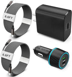 S24 S25 Ultra Charger Type C, SCRUAK 45W PPS Super Fast USB-C Wall/Car Charger for Samsung Galaxy S25 Ultra/S25+/S25/S24 Ultra/S24+/S23/S22/S20/Note 20/Note 10+(with 2X 6.6FT 5A Type C Cable)