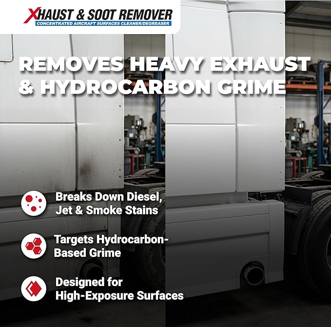 Corrosion Technologies Xhaust & Soot Remover, Superconcentrated Cleaner Degreaser For Exhaust Soot, Belly Grime, Brake Dust & Bug Splats, Multi Purpose Aircraft & Fleet Cleaning Solution, 1 Gallon