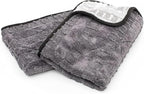The Rag Company Gauntlet Car Drying Towel, Ultra-Absorbent 70/30 Blend Korean Microfiber, Dries Vehicles Faster Without Scratching, 900 GSM, 15x24 Inches, Ice Grey/Grey, 2-Pack