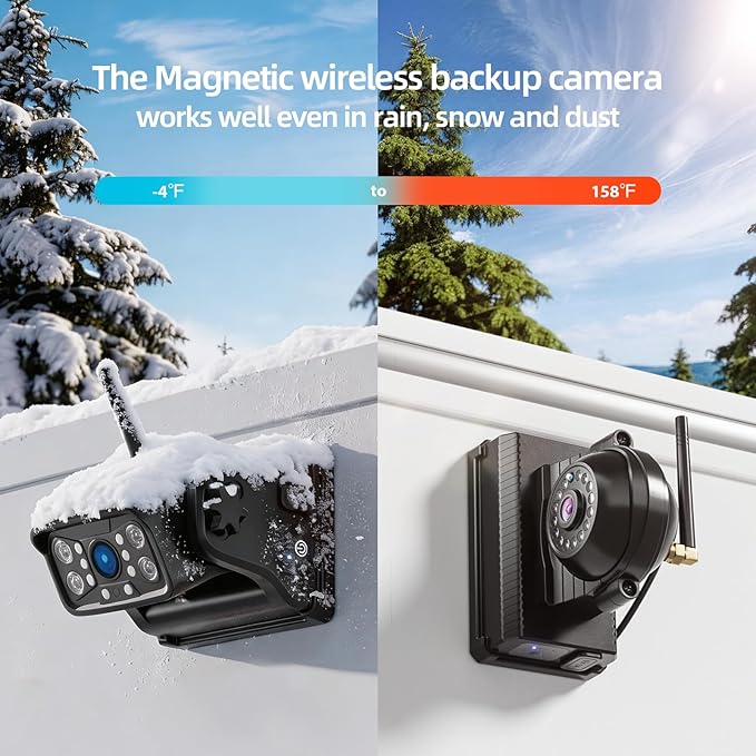Magnetic RV Wireless Backup Camera, HD 1080P 10" Loop Recording Monitor, 2-Rear View 2-Side View Cameras Wireless System for RV Trailer Trucks, Built-in 9600mAh Battery, Night Vision- ZEROXCLUB BC104