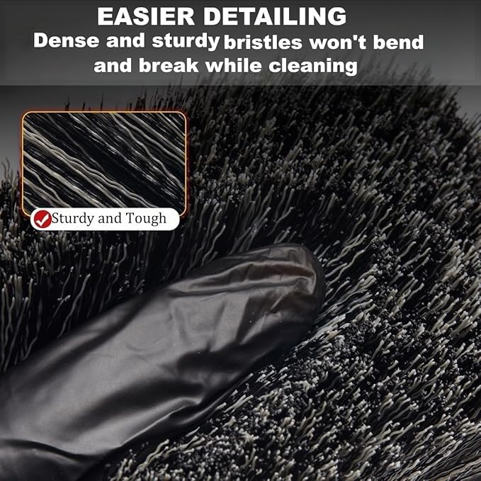 Car Wheel & Tire Brush Set, 2Pack Tire Brush and Wheel Rim Brush, Soft & Stiff Bristle Wheel Cleaner Brushes, Scratch-Free Car Wheel Brush Kit for Cleaning Wheels, Tires, Cars, Trucks