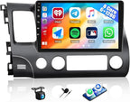 6+128G 8 Core Android 15 Car Radio Stereo for Honda Civic 2006 2007 2008 2009 2010 2011 with Wireless CarPlay Android Auto, 10.1'' Touchscreen with WiFi GPS Mirror Link Bluetooth FM RDS DSP EQ SWC