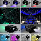AKEPO 12W Fiber Optic Lights Twinkle+Meteor 2-in-1 APP Control Starlight Headliner Kit, 300pcs*0.03in*9.8ft+240pcs White Shooting Star Music Activated Car Home Optical Fiber Star Ceiling Lights