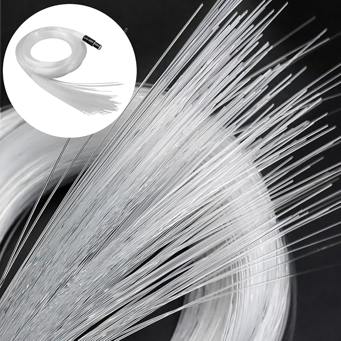 AKEPO PMMA END Glow Fiber Optic 100pcs 9.8ft/3m Ф0.03in(0.75mm) Fiber Strands for LED Star Ceiling Sky Light Kit and Fibre Optical Lighting Decoration (Without Light Source)