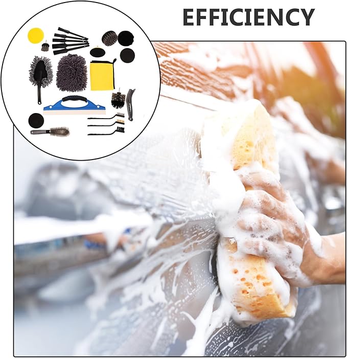 Roleader 23pcs Car Wheel Cleaner Brush Set with Tire and Rim Detailing Brushes, Car Interior Duster and Polisher Kit for Automotive Wheel and Interior Cleaning