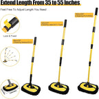Car Wash Brush with Long Handle, 55 inch Car Wash Mop Car Wash Kit Mitt Retractable Bent Pole Car Wash Brush for Cars RV Truck Boat