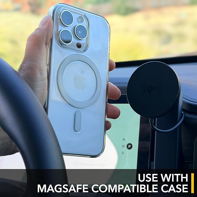 TWRAPS Dashboard Phone Holder for Rivian R1S & R1T, iPhone and Other Phone Cases, No Glue or Screws Secure Anchor Behind Screen on Dash, Accessory for Rivian 2021-2026 (Magnetic Charger)