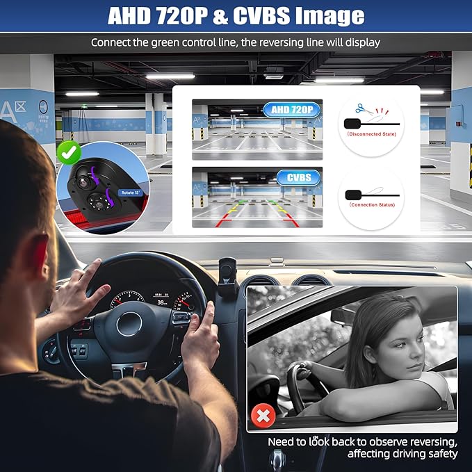 Dual Back Up Rear View Camera for 2007-2019 Mercedes Benz Sprinter Van Parking Assist Reverse Camera AHD/CVBS Night Vision Wide Angle Waterproof Brake Light Roof Mount Cam