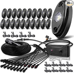 White Rock Lights,LEDMIRCY R1 Pure White LED Rock Lights Kit with Switch Wire Harness 20PCS for Trucks Off Road Boat Underglow Light Trail Rig Lights High Power Under Body Waterproof Shockproof Light
