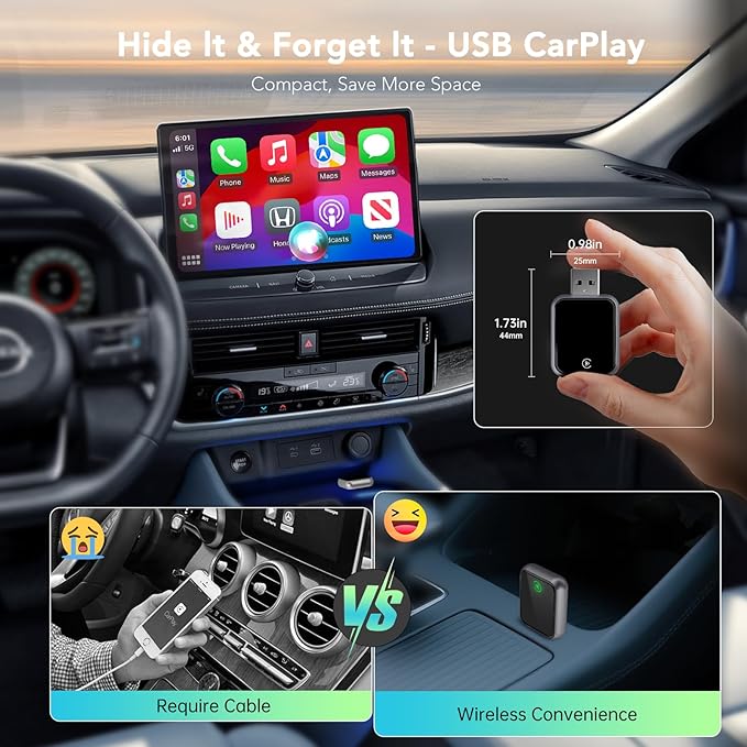 Wireless CarPlay Adapter 2026, 2-in-1 Convert Factory Wired CarPlay & Android Auto to Wireless, Plug and Play, Auto Reconnect, Compatible with iPhone & Android Phones, USB/USB-C, Light Grey
