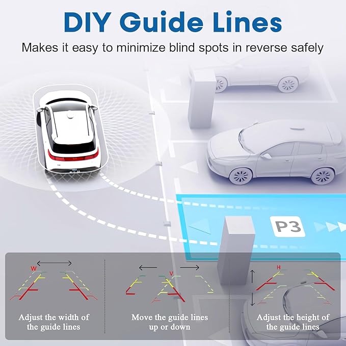 7-inch Backup Camera Ease-Setup for Cars: HD 1080P Touch Key Rear View Camera Real Time Image - Waterproof Reverse Camera for Van SUV Truck Y16