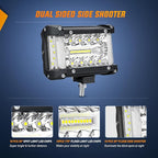 Nilight Side Shooter LED Light Bar 2PCS 4.3 Inch Triple Row Spot Flood Combo Lights Work Lighting with 5Pin Rocker Switch Wiring Harness Kit for Off Road Light on Truck SUV ATV UTV