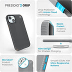 Speck Presidio2 Grip - iPhone 15 Plus Case, 6.7 inch - Grey/Bronze