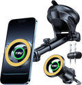 [2026 Military-Grade] YRU for Magsafe Car Mount 90+LBS Strong Suction 360° Adjustable Magnetic Phone Holder for Car Dashboard Windshield Vent, Cradle for iPhone 17 16 15 14 13 12 Samsung, Light Yellow