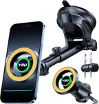 [2026 Military-Grade] YRU for Magsafe Car Mount 90+LBS Strong Suction 360° Adjustable Magnetic Phone Holder for Car Dashboard Windshield Vent, Cradle for iPhone 17 16 15 14 13 12 Samsung, Light Yellow