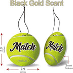 Tennis Car Air Freshener by HookUp - 4 Pack - Black Gold Scent (Extra Strong) | Unique Tennis Gift for Players, Coach, Fans | Hanging Car Accessory with Long Lasting Fresheners Smell