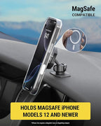 Scosche MagSafe Car Mount, Magnetic Phone Holder for Car Dashboard & Vent with 360° Rotation, 2-in-1 Cell Phone Mount for iPhone 17/16/15/14/13 & More w/MagicRing Adapter, Compatible with PopSockets