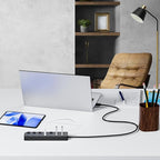 ONFINIO USB Hub 3.0, 7-Port USB Hub Splitter with Individual On/Off Switches and Lights, 3.2ft/1m Long Cable Compatible with MacBook, Laptop, Surface Pro, PS4, PC, Flash Drive, Mobile HDD-Gray