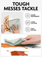 Fantasticlean Microfiber Cleaning Cloth Roll -75 pack, Tear Away Microfiber Towels, 12" x 12", Reusable, Washable, Scratch Free, Ultra Absorbent Dishcloth for All-around Cleaning Supplies (Moss Green)