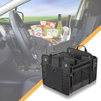 Car Trunk Organizer with Lid & Removable Leakproof Cooler Bag，Foldable Cover,Large Trunk Organizers,Multi-Compartment Collapsible Cargo Storage Organizer for SUV,Van,Truck,Sedan(3 Compartments,Black)