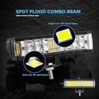 Samman ADTOPI 6 inch Led Light Bar with Wiring Harness Kit, LED Pods Flood Spot Combo Beam Driving Work Fog Light Off Road Super Bright Waterproof for UTV Truck Sand Rail ATV SUV Chevy