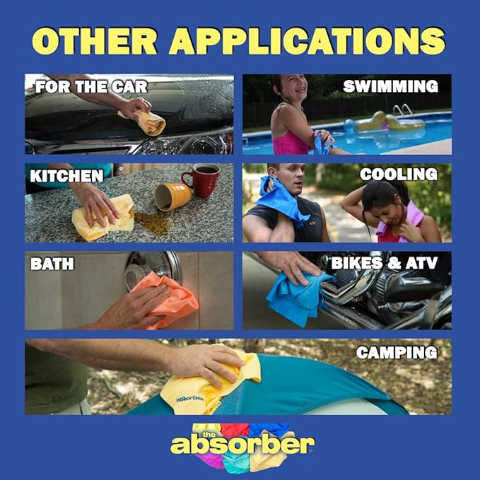 CleanTools the absorber® Small 13" x 17" Assorted Colors, 3-Towel Pack , Textured Surface - Super Absorbent, , Durable, Scratch-Free and Machine-Washable