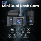 Dashcam Front and Rear Camera,TVFEA Dash cam 4K,Dual Dash Camera for Cars with Wi-Fi,3.18" LCD Screen,64GB Card,APP Control,Night Vision,WDR,Metal Shell,24H Parking Mode,G-Sensor,Loop Record