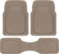 CARBELLA Heavy Duty Rubber 4-Piece Beige Car Floor Mats - Universal Trimmable All-Weather Car Accessories - Girl Car Accessories for Women & Cute Car Mats for Women for Girly Car Decor, Truck, & SUV