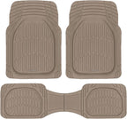 CARBELLA Heavy Duty Rubber 4-Piece Beige Car Floor Mats - Universal Trimmable All-Weather Car Accessories - Girl Car Accessories for Women & Cute Car Mats for Women for Girly Car Decor, Truck, & SUV