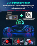 4K Dash Cam Front, Built-in 5GHz WiFi & APP Control, Dash Camera for Cars W/ 32GB Included, 3.2" IPS Screen Car Dash Cam W/ 24H Parking Monitor, G-Sensor Night Vision, Loop Recording