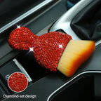 zipelo Auto Interior Dust Brush, Car Detailing Cleaning Brush with Diamond, Bling Handle Soft Bristles Dusting Tool, Scratch Free Dirt Clean Brushes for Vehicle Air Conditioner Vent (Orange)
