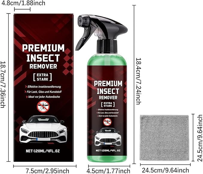 Car Paint Cleaner, Automotive Tar Remover, 120ml Heavy Duty Detailing Spray With Towel For Windshield Window Cleaning Supplies Valeting Accessory Restoration Gear Component Tool System Gear